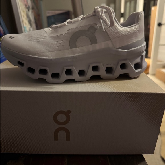 ON Women's Cloudmonster Athletic Shoes - White and Glacier - Picture 5 of 6